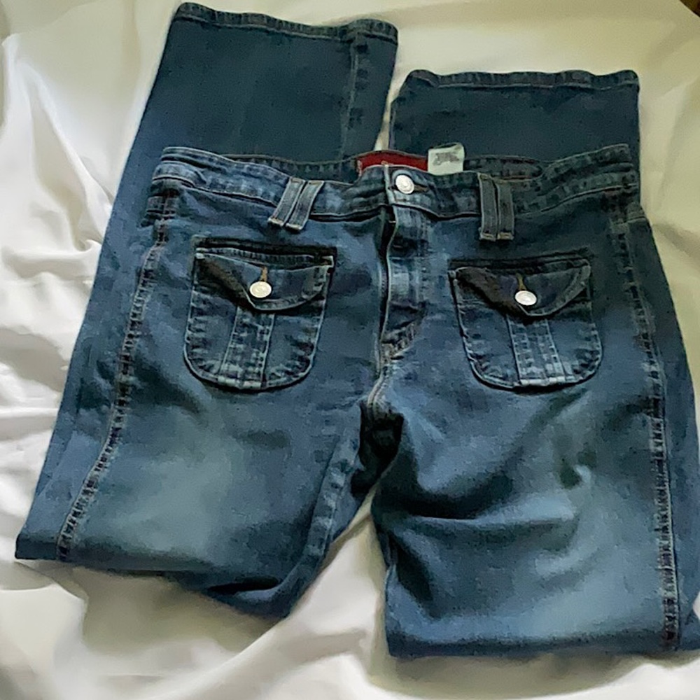 Super Low Levi’s Red Tag Blue Jeans Size Women Size 13M. - Picture 2 of 6